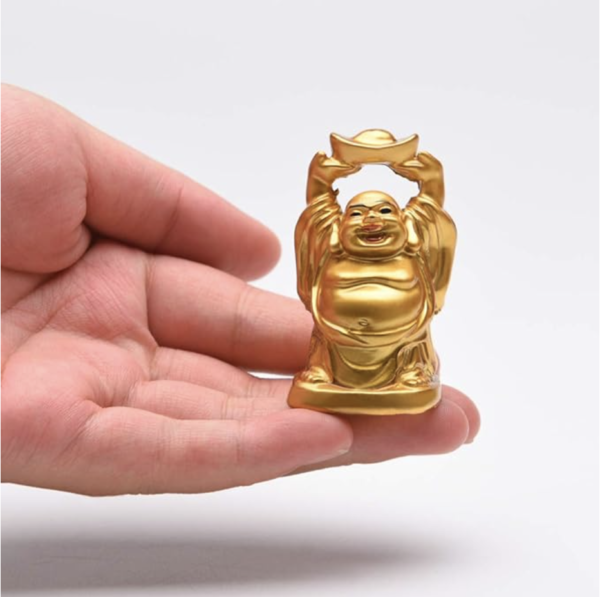 PAYSTORE Feng Shui Golden Laughing Buddha 6 Figurine Set Happy Man ,Fen-Shui Kuberar Statue Laughing Buddha for Wealth and Happiness Idols & Figurines - Image 2